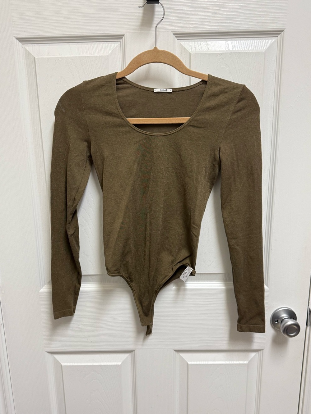 Wolford Olive Green Long-Sleeve Scoop Neck Bodysuit